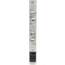 daiktų Mini kalėdiniai kamuoliukai balti, sidabriniai tikro stiklo Ø3cm 9 vnt