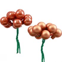 daiktų Mini kalėdiniai rutuliukai ant vielos stiklo raudonos oranžinės spalvos 2,5cm 140vnt