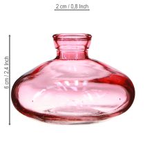 daiktų Mini stiklinės vazos, svogūninės, plokščios, rožinės spalvos, Ø9 cm, aukštis 6 cm, 6 vnt.