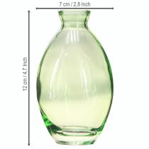 daiktų Mini stiklinės svogūninės stiklinės vazos, žaliai tonuotos, aukštis 12 cm, 6 vnt.
