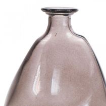 Mini vazos stiklinės dekoratyvinės vazos geltonos, violetinės, rudos H12cm 3vnt