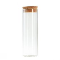 Mini vazos stiklinis mėgintuvėlis kamštinis dangtelis Ø4cm H12cm 6vnt