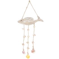 daiktų Mobilus jūrinis medinis žuvų kriauklelis Natural White L20cm 2vnt