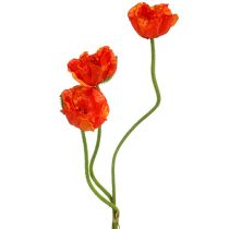 daiktų Aguonos dirbtinės gėlės oranžinės 58cm–74cm 3vnt