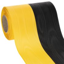 daiktų Muaro vainiko juostelė 150 mm geltona-juoda - gedulo juostelė, varčia, dekoracija, klubo juostelė - 25 m ritinėlis