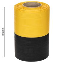 daiktų Muaro vainiko juostelė 150 mm geltona-juoda - gedulo juostelė, varčia, dekoracija, klubo juostelė - 25 m ritinėlis