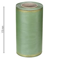 daiktų Muaro vainiko juostelė šalavijų žalia su auksiniu kraštu - 175 mm x 25 m - dekoratyvinė juostelė floristikai ir šventėms