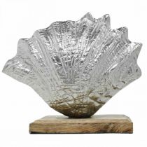daiktų Korpusas montuojamas, jūrinio metalo apdaila su mediniu pagrindu sidabras, natūralus 16 × 19 cm