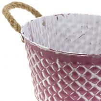 daiktų Cinko dubenėlio rombas su virvinėmis rankenomis violetinė balta skalbta Ø24,5cm H14cm