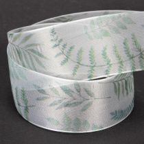 daiktų Organzos juostelė, šifono juostelė, lapinės šakos, žalia, 40 mm, 15 m
