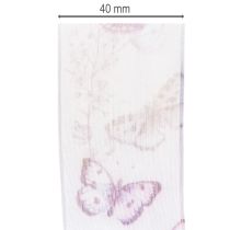 daiktų Organzos juostelė, šifono juostelė, drugeliai, violetinė, 40 mm, 18 m