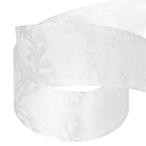 daiktų Organzos juostelė, kreminės spalvos, dekoratyvinė juostelė su širdelėmis, 40 mm pločio, 15 m ilgio