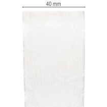 daiktų Organzos juostelė, kreminės spalvos, dekoratyvinė juostelė su širdelėmis, 40 mm pločio, 15 m ilgio