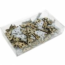 daiktų Velykų dekoravimo zuikis, skirtas barstyti medieną baltas, natūraliai išbarstytas papuošimas Velykų zuikis 96 vnt.