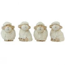 daiktų Velykinė puošmena avies keramikos puošmena Velykinis kremas 9,5×6×9cm 4 vnt