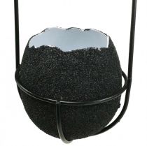 daiktų Velykinė dekoracija pakabinimui, kiaušinio lukštas sodinimui, pavasarinė dekoracija juoda/balta H24cm 4 vnt.