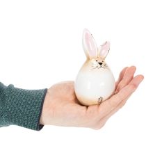 daiktų Velykų zuikučio keraminė balto kiaušinio dekoratyvinė figūrėlė, triušis, Ø6cm, aukštis 11.5cm