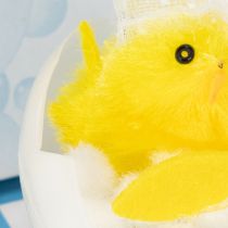 daiktų Velykinio viščiuko dekoracija, šenilinis viščiukas vonioje, geltonas, 9 cm