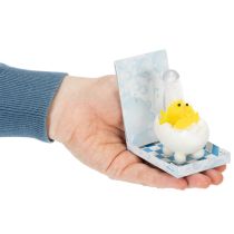 daiktų Velykinio viščiuko dekoracija, šenilinis viščiukas vonioje, geltonas, 9 cm