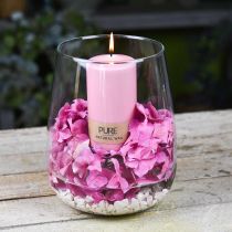 PURE kolonų žvakė 130/70 Rožinė dekoratyvinė žvakė tvarus natūralus vaškas
