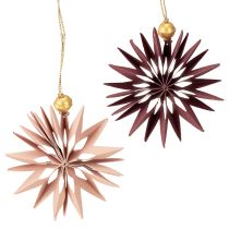 daiktų Popierinės žvaigždės, bordo rožinės spalvos, kabinimui, Ø10 cm, 4 vnt.