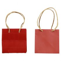 Popieriniai maišeliai raudoni su rankena dovanų maišeliai 10,5×10,5cm 8vnt