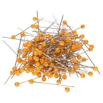 daiktų Oranžiniai smeigtukai su perlinėmis galvutėmis floristikos reikmenims, Ø4 mm, 40 mm, 150 vnt.