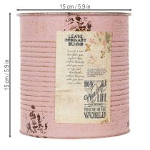 daiktų Vazonas, sendintos rožės, dekoratyvinė metalinė dėžutė, vintažinis, Ø15,5 cm, aukštis 15 cm