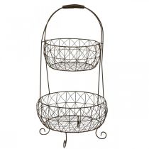 Augalų stovas vintažinis metalinis krepšelio stovas 2 lygiai 62cm