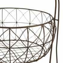 Augalų stovas vintažinis metalinis krepšelio stovas 2 lygiai 62cm