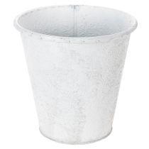 daiktų Augalų vazonas su ornamentais, metalinė dekoracija, balta, pilka, Ø20,5 cm, aukštis 19,5 cm