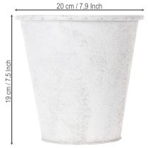 daiktų Augalų vazonas su ornamentais, metalinė dekoracija, balta, pilka, Ø20,5 cm, aukštis 19,5 cm