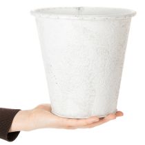 daiktų Augalų vazonas su ornamentais, metalinė dekoracija, balta, pilka, Ø20,5 cm, aukštis 19,5 cm