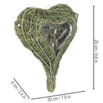 daiktų Natūralaus augalo širdis floristikai su folija, 25 cm