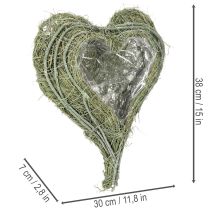 daiktų Širdies formos dubuo iš natūralios žolės su sodinimo folija, 38 cm