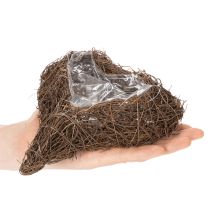 daiktų Širdies formos vazonas iš šakelių su folija, 20 cm, 2 vnt.