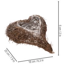 daiktų Širdies formos vazonas iš šakelių su folija, 20 cm, 2 vnt.