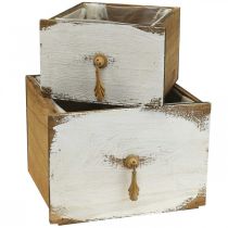 Augalų dėžė medinis stalčius Shabby Chic 14/19cm 2 rinkinys