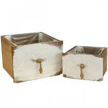 Augalų dėžė medinis stalčius Shabby Chic 14/19cm 2 rinkinys