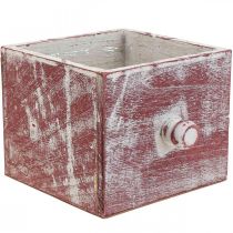 Augalų dėžutė medinis dekoratyvinis stalčius shabby chic raudonas baltas 12cm