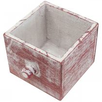 daiktų Augalų dėžutė medinis dekoratyvinis stalčius shabby chic raudonas baltas 12cm