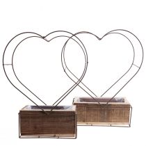 daiktų Augalų dėžutė medinė širdelė dekoratyvinė rūdys H41cm/39cm rinkinys 2 vnt