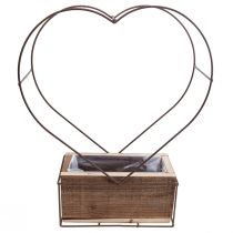 daiktų Augalų dėžutė medinė širdelė dekoratyvinė rūdys H41cm/39cm rinkinys 2 vnt