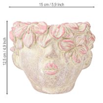daiktų Gėlių vazonas su augalų galvute, skirtas pakabinti betoną, atrodo rožinis H13 cm
