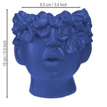 daiktų Plant Head Polyresin Bust Planter Mėlyna 13,5×13×14cm