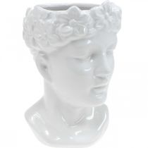 Augalo galvos krūtinė moteris balta keraminė vaza gėlių vazonas H22,5 cm