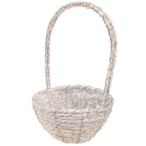 daiktų Dviejų dalių augalų krepšelių rinkinys, šiaudinis, natūralios spalvos, baltas, Ø23/28, „shabby chic“ rašto