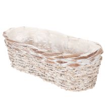 daiktų Vazonas-krepšelis su folijos įdėklu, ovalus, baltas, 37 cm