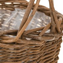 daiktų Augalų krepšelis su rankena ovalus gluosnio rudas 28/24cm rinkinys po 2