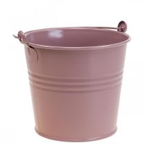 Sodų vazonas vintažinis dekoratyvinis metalinis kibiras senai rožinis Ø16cm H24cm